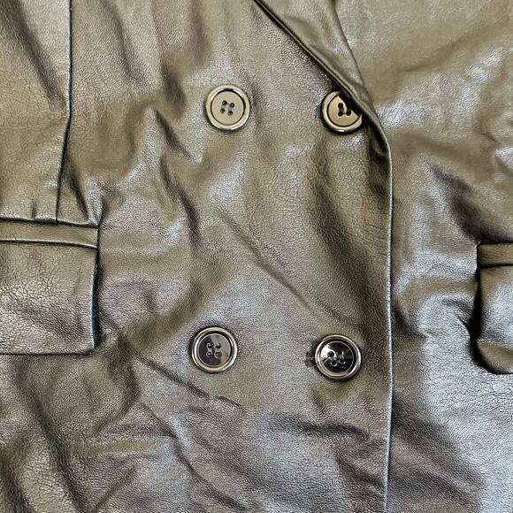 Princess Polly NWT Sz L/XL Ellen Faux Leather Double Breasted Blazer Jacket - Picture 9 of 16